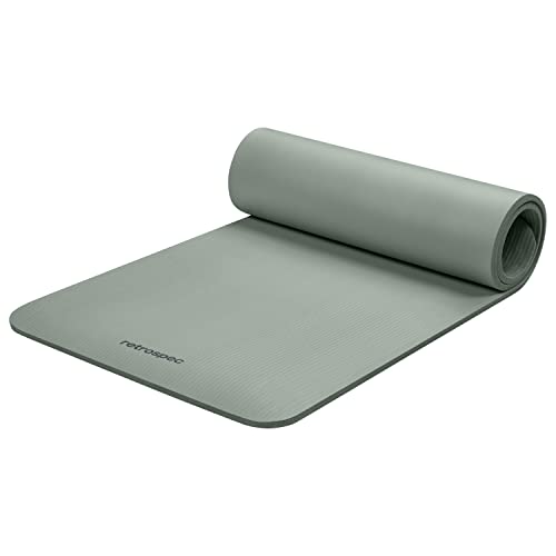 Retrospec Solana Yoga Mat Thick 1/2in Non-Slip Workout Mat with Nylon Strap - 72x24in Exercise Mat for Pilates, Stretchi