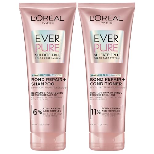 L'Oreal Paris EverPure Sulfate-Free Vegan Hair Care Kit - Shampoo and Conditioner to Strengthen and Repair Hair Bonds (Packaging May Vary)