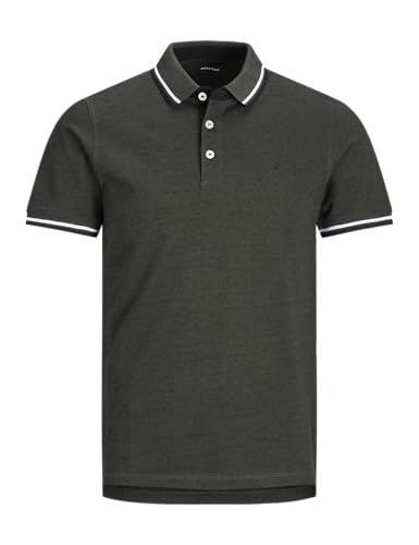 (-35%) JACK & JONES Herren Jjepaulos +Fit Polohemd, Forest Night/Detail:Play 1, 6XL Große Größen EU
