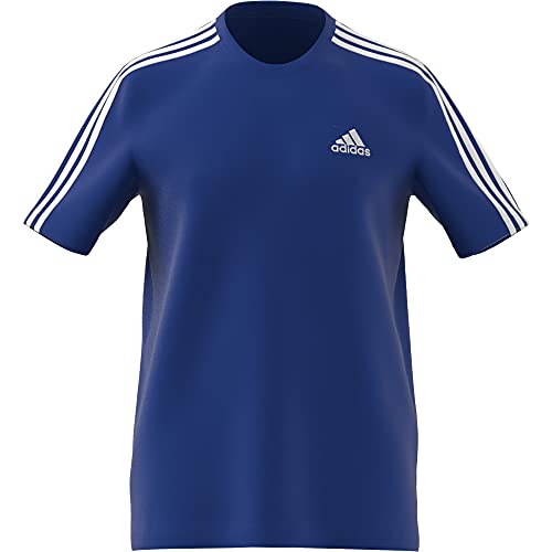 adidas Men's Essentials 3-stripes Tee, Team Royal Blue/White, Medium