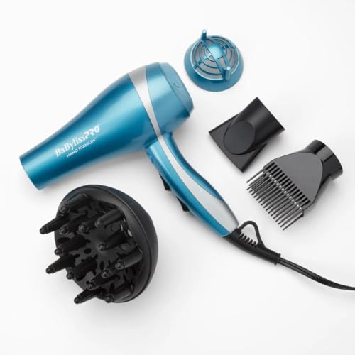 BaBylissPRONano Titanium 2000-Watt Blow Dryer with Concentrator Nozzle, Professional Grade Ionic Corded Styling Tool fo