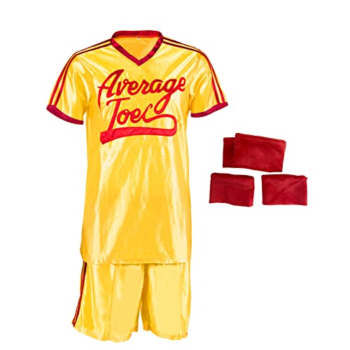 Joe's Yellow Sports Dodgeball Jersey and Shorts with Handband and Wristbands Adult Average Gym Halloween Costume Sets (Large)