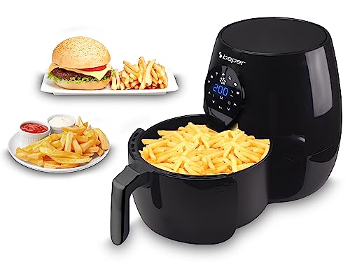 (-17%) BEPER P101FRI050 Heißluftfritteuse, Frittieren ohne Öl, 5 l, Touchpad, 7 voreingestellte Programme, dimmbar bis 200 °C, Timer 60 Minuten, automatische Abschaltung, Schwarz