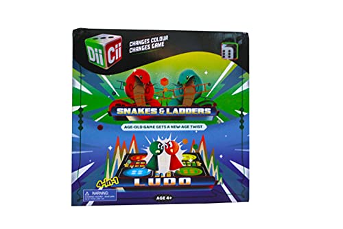 Diicii Snakes & Ladders & Ludo Classic Dice Game | Two classic games in one, dice-based play with pawns, cheat moves, and race-home objective for fami