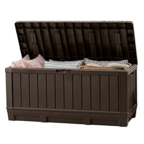 Keter Kentwood Deck Box Durable & Rugged The heavy-duty deck box is designed to keep your items