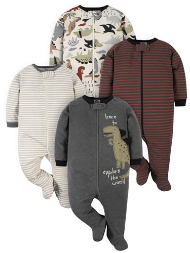 Gerber baby boys 4 Pack 'N Play Footie and Toddler Sleepers, Red Dino, 0-3 Months US