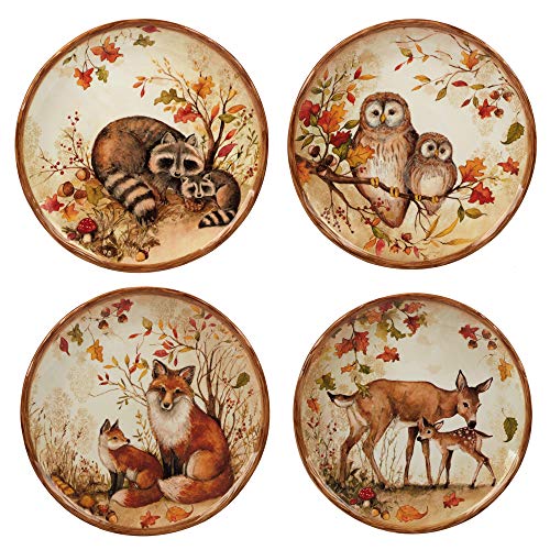 Certified International Pine Forest 8.5" Salad/Dessert Plates, Medium, Assorted, Set of 4
