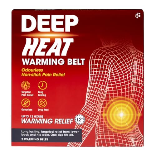 Deep Heat Warming Belt, Long Lasting Pain Relief Heat Therapy (Pack of 2 Belts)