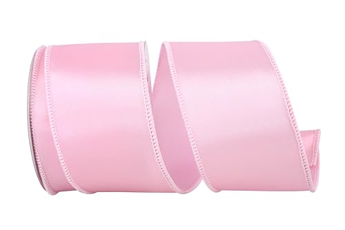Reliant Ribbon 92575W-061-40F Satin Value Wired Edge Ribbon, 2-1/2 Inch X 10 Yards, Pink