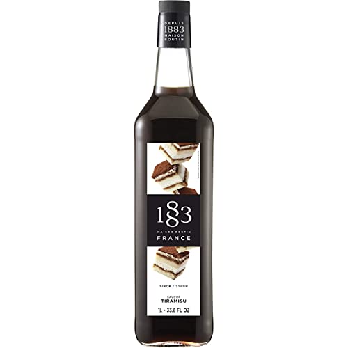 1883 Maison Routin Premium Tiramisu Flavour Coffee Syrup, Italian Dessert for Cocktails, Milkshakes, Mochas & Frappes, Vegan-Friendly, No Preservatives or Artificial Colours - 1L Glass Bottle