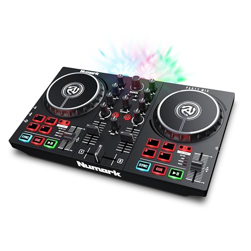 Numark Party Mix DJ Controller with Lights, 2 Decks, Mixer, Audio Interface and (Serato Lite)