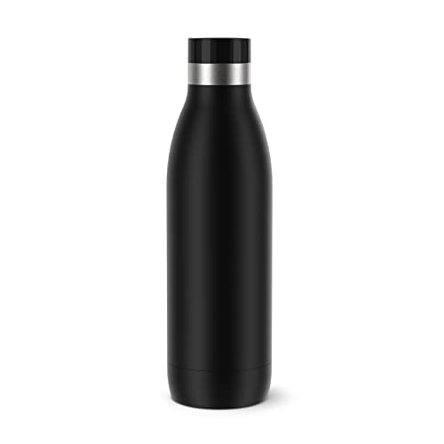 (-41%) Emsa Bludrop Isolier-Trinkflasche, 0,7 Liter, 100% dicht, Quick-Press Verschluss, Ergonomischer 360° Trinkgenuss,12h warm, 24h kühl, einfache Reinigung, Edelstahl, Pulverbeschichtung, Schwarz, N31109
