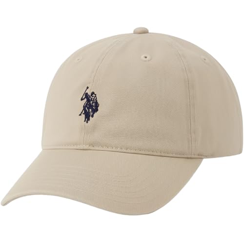 U.S. Polo Assn. Small Pony Logo Baseball Hat, Washed Twill Cotton Adjustable Cap Stone