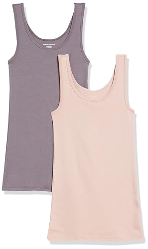 Amazon Essentials Women's Slim-Fit Tank Top, Pack of 2, Blush/Mauve, XX-Large
