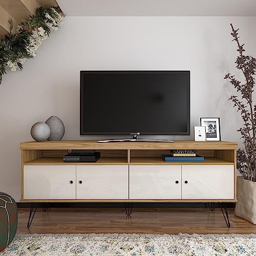 Artely Rack Liberty para TV até 60'' com 4 Portas e Tampo Tamburato, Carvalho/Off White