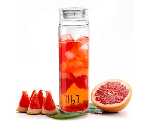 CELLO H2O Glass Water Bottle for Office & Daily Use 920 ml, Transparent | Durable & Stylish, Freezable & Fridge Safe, Leakproof Wide Mouth Leadfree To