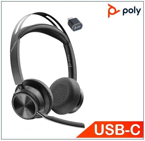 Poly - Voyager Focus 2 UC USB-C Headset (Plantronics) - Bluetooth Dual-Ear (Stereo) Headset with Boom Mic - USB-C PC/Mac Compatible - Active Noise Canceling - Works with Teams, Zoom (Certified) & More