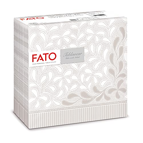 Fato - Dry Paper Napkins, airlaid, Fabric Effect, Pack of 50, Napkins, Size 40 x 40 Folded in 4, Design Botanic Dust