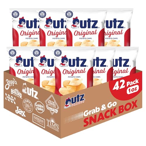 Utz Original 1 Oz Bags, 42 Count Crispy Potato Chips Made from Fresh Potatoes, Crunchy Individual Snacks to Go, Cholesterol Free, Trans-Fat Free, Gluten Free Snacks