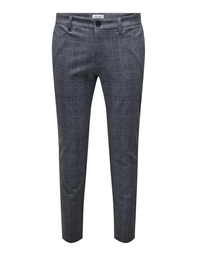 🔥 STARKER PREIS (-58%) Only & Sons Herren Chino Hose ONSMARK Slim Check 9887 - Slim Fit - Stretch, Größe:34W / 34L, Farbe:Dress Blues 22019887