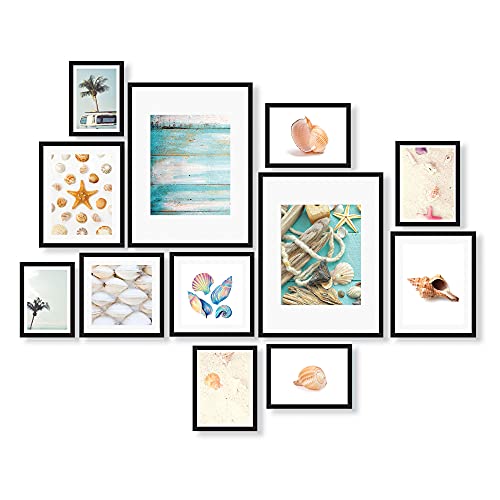 Cooper & Co. Homewares Instant Gallery Wall 12 Pieces Photo Frame Set, Black (PFP012BK)