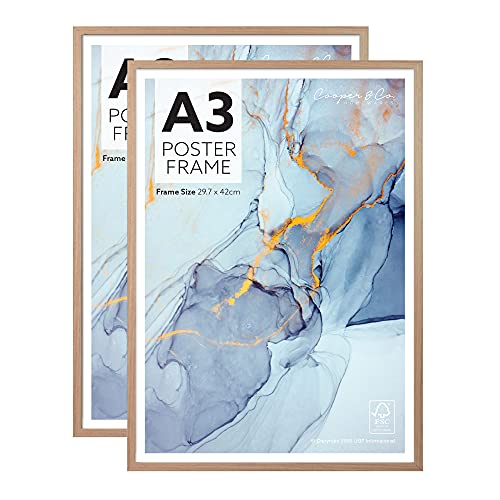 Cooper & Co. Homewares A3 Poster Photo Frames Set of 2, Oak