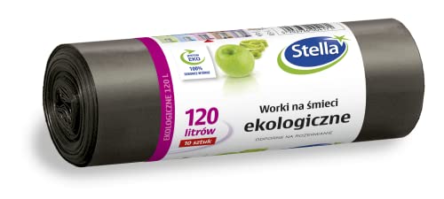 Stella 004171 Bin Liners Eko 120 L | Pack of 10 | Bin Liners for Household Waste Office Made of Thick LDPE Regranulate Film Colour: Black