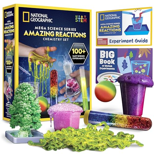 National Geographic Amazing Chemistry Set - Chemistry Kit with 45 Science Experiments Including Crystal Growing and Reactions, Science Kit for Kids, STEM Gift for Boys and Girls (Amazon Exclusive)