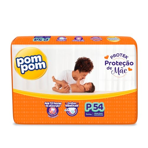 Fralda Pom Pom Protek P, 54 Unidades | Proteção de Mãe, Mega