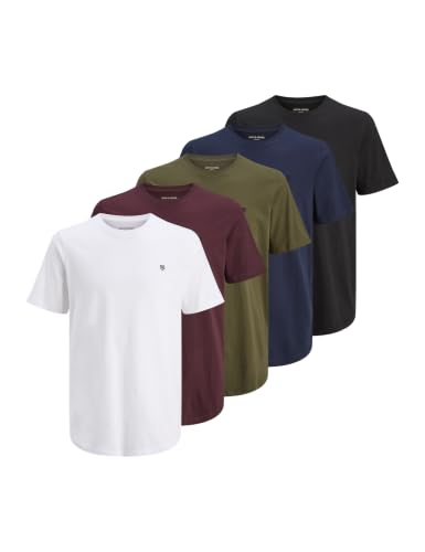 (-34%) JACK & JONES Herren Jprblabrody Tee Crew Neck 5pk MP T Shirt, Navy Blazer, XXL EU