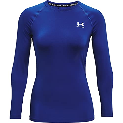 Under Armour Women's HeatGear Compression Long-Sleeve T-Shirt, Royal (400)/White, Large