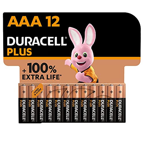DURACELL Plus AAA Batteries (12 Pack) – Alkaline Batteries 1.5V – Up to 100% Extra Life with POWER BOOST Actives– Reliability For Everyday Devices – 0% Plastic Packaging – 10-Year Storage-MN2400