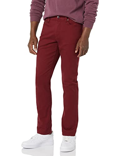 Amazon Essentials Men's Slim-Fit Pants, 5-Pocket Stretch Twill Design, Burgundy, 42W x 30L