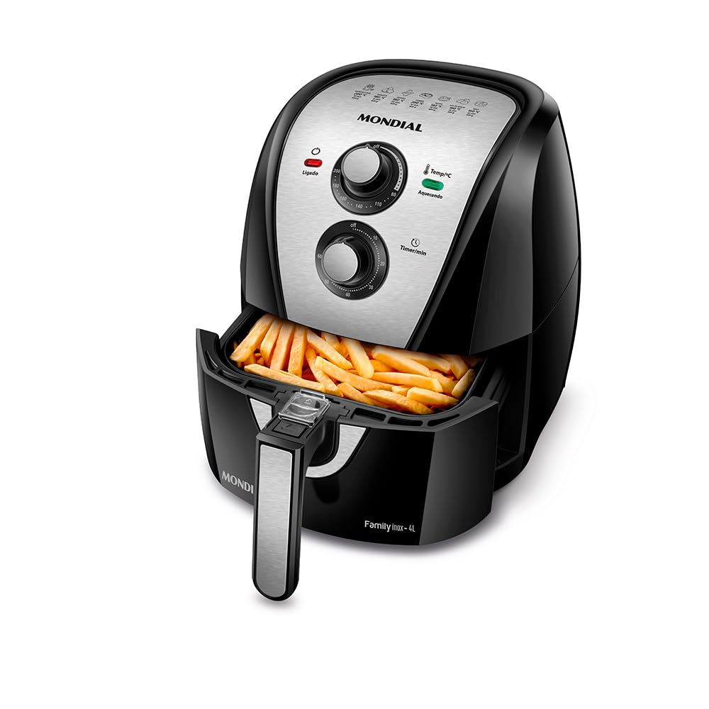 Fritadeira Sem Óleo Air Fryer Mondial Family 4L Inox 1500W 110V AFN-40-BI