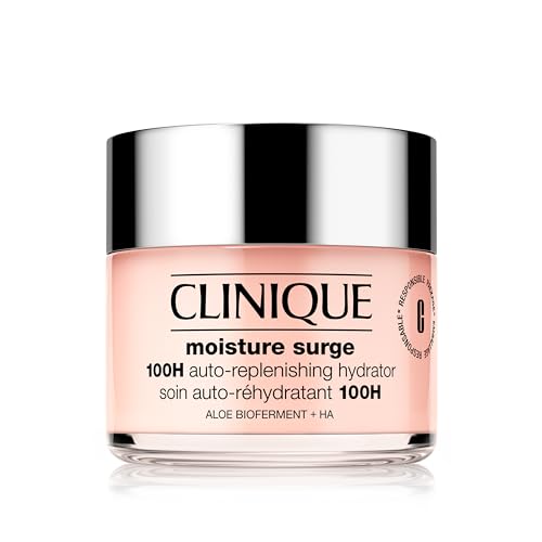 Clinique Moisture Surge 100H Auto-Replenishing Hydrator Oil Free Face Moisturizer | With Hyaluronic Acid, Aloe Bioferment and Vitamins C + E | For All Skin Types | Hydrating + Moisturizing, 4.2 Fl Oz