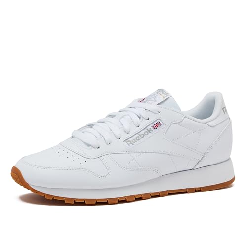Reebok Classic Leather Sneakers for Men - Black or White Tennis Mens Shoes, Footwear White/Pure Grey3/Reebok Gum3, 8