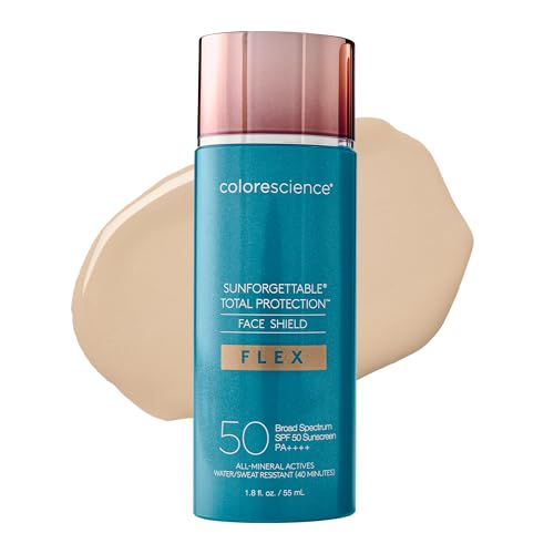 Colorescience Total Protection Face Shield Flex SPF 50, Zinc Oxide Formula, Fair, 1.8 fl. oz (Pack of 1)