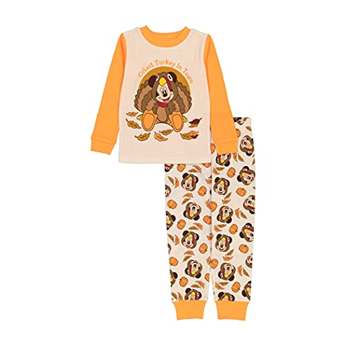 Disney unisex-child 2-piece Snug-fit Cotton Holiday Pajama Set, Soft & Cute for Kids, CUTE TURKEY, 5T