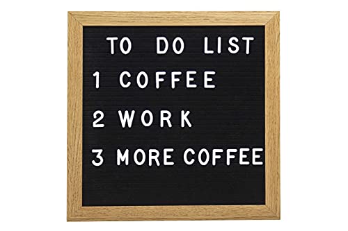 Pearhead Natural Wood And Black Felt Classic Letter Board Set, Includes 294 White Letters, Modern Reusable Message Board, Gender Neutral Photo Prop, Nursery And Home Decor, 10" x 10"