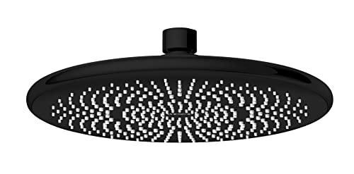 WENKO Wasserspar Regenduschkopf Watersaving, Kopfbrause mit Wasserspar-System, ABS, Schwarz, rund, Ø 22,5 cm