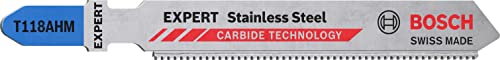 Bosch Professional 3x Expert ‘Stainless Steel’ T 118 AHM Jigsaw Blade (for Stainless steel sheets, Length 83 mm, Accessories Jigsaw)
