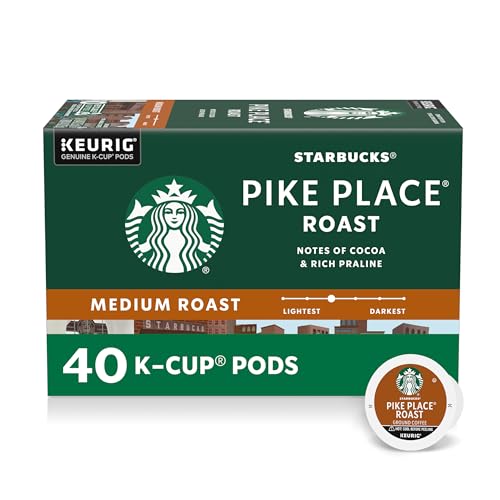 Starbucks Medium Roast K-Cup Coffee Pods — Pike Place for Keurig Brewers — 1 box (40 pods)