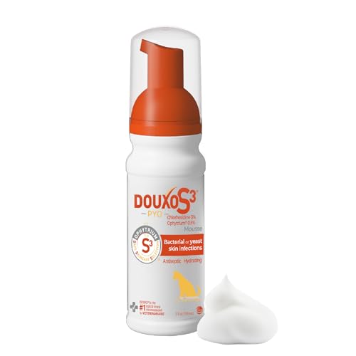 Douxo S3 Pyo Mousse, Contains 3% Chlorhexidine & 0.5% Ophytrium, Antiseptic & Hydrating, for Bacterial or Yeast Skin Infections, for Dogs, 5.1 fl. oz. (150mL)