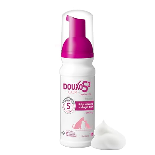Douxo S3 Calm Mousse, Contains 0.75% Ophytrium, Soothing, For Itchy, Irritated or Allergic Skin, For Dogs and Cats, 5.1 fl. oz. (150mL)