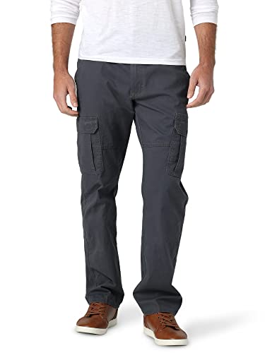 Wrangler Authentics Men's Relaxed Fit Stretch Cargo Pant, Anthracite Twill, 36W x 30L