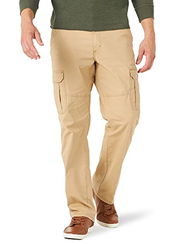Wrangler Authentics Mens Relaxed Fit Stretch Cargo Casual Pants, Skin/Light Brown, 36W X 34L US