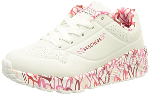 🔥 STARKER PREIS (-53%) Skechers Mädchen Uno Lite Lovely Luv Sneaker, White Synthetic Red Pink Trim, 38 EU