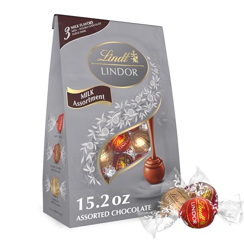 Lindt LINDOR Milk Assorted Chocolate Candy Truffles, Halloween Candy Variety Pack, 15.2 oz. Bag