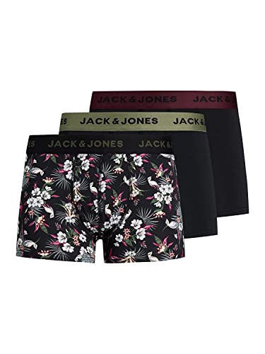 (-46%) JACK & JONES Herren Jacflower Micro Fibre Pack of 3 Boxershorts, Schwarz, M EU