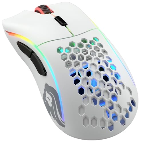 GLORIOUS PC Gaming Race Model USB D Wireless Gaming Mouse - RGB 69g Lightweight Ergonomic Wireless Gaming Mouse (Matte White)